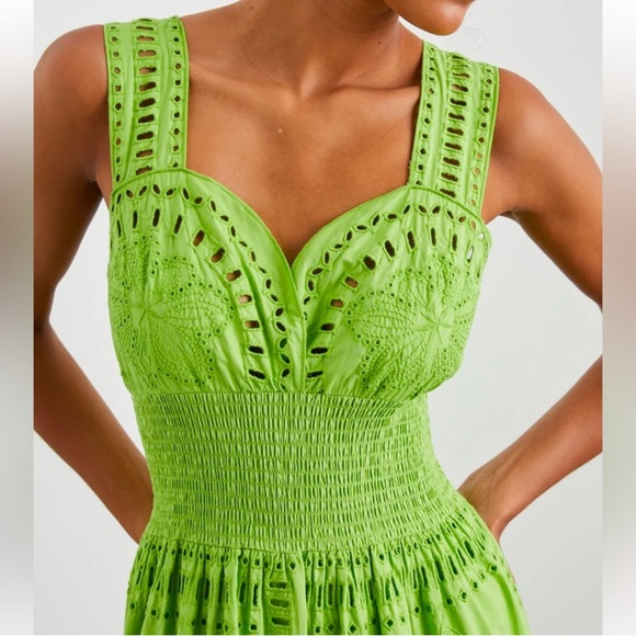 NWT Rails Fawn Embroidered 100% Cotton Midi Dress in Island Green - Picture 6 of 15